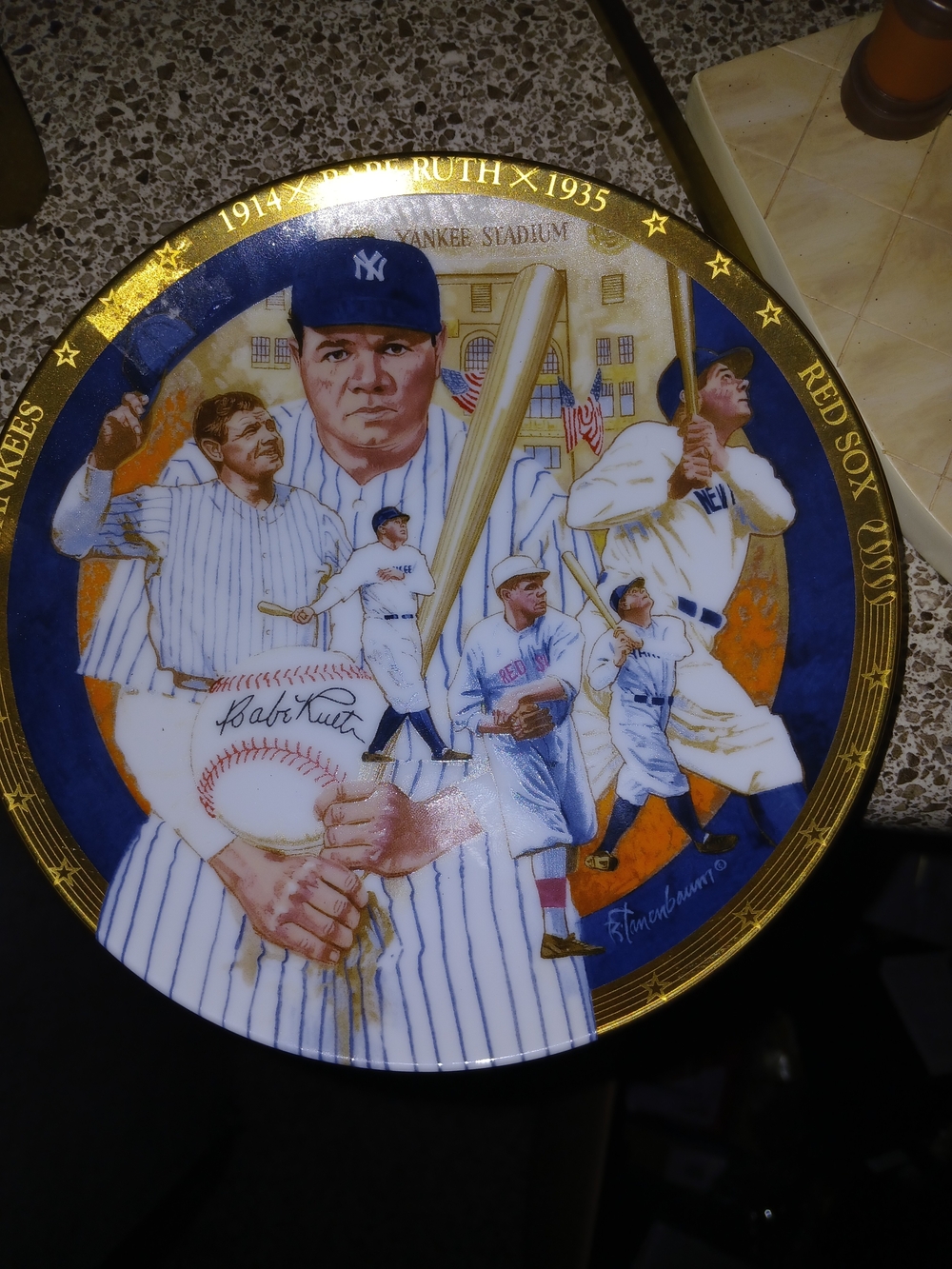 Babe Ruth Commemorative Collector Plate - Navy Blue & Gold